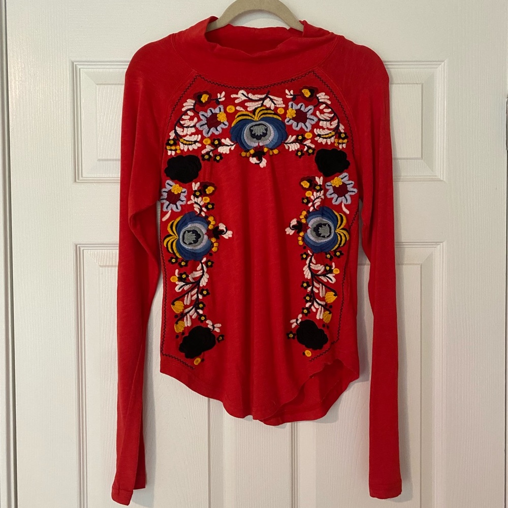 Free People embroidered top, size large